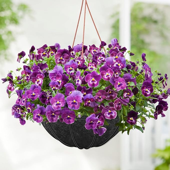 Riare 8 Pack 12 Inch Round Fabric Planter Basket Liner- Hanging Basket Liners Replacement Coco Fiber Liner Alternative for Hanging Basket Flowers (Prevent Birds from Nesting)