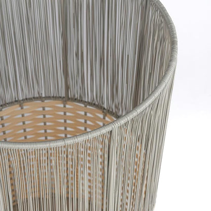 happimess HPM1101B Harper Modern 4.13-Gallon 2-Tone Faux Wicker Cylinder Waste Basket, Gray/Cream for Home, Bathroom, Living Room, Office, Bedroom, Kitchen
