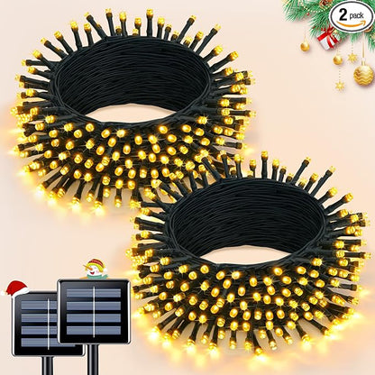 JMEXSUSS 2 Pack Solar String Lights Outdoor, Total 66FT 200 LED, Warm White | Christmas Lights Outdoor Waterproof, 8 Modes Solar Christmas Lights for Outside Garden Yard Patio Tree Xmas Decorations