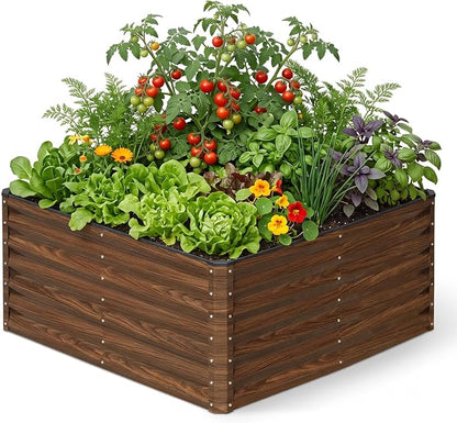 SnugNiture Galvanized Raised Garden Bed 4x4x2FT Outdoor Large Metal Planter Box Steel Kit for Planting Vegetables, Flowers