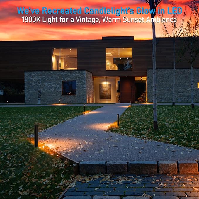 LEONLITE 12-Pack 5CCT Anti-Glare Low Voltage Landscape Lights, 12-24V AC/DC | 5W Anti-Glare LED Pathway Lights, Die-Casted Aluminum, IP65 Waterproof for Yard Walkway, 1800K/2700K/3000K/4000K/5000K, ETL