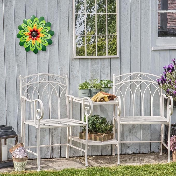 AHYS Metal Flowers Wall Decor Indoor Outdoor Metal Wall Art for Home Farmhouse Living Room Bedroom Bathroom Garden Decorations - Green