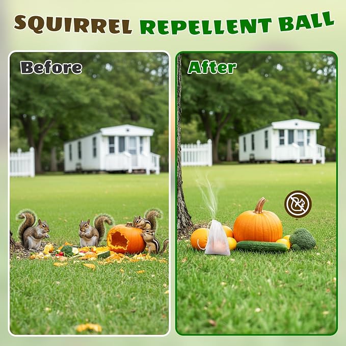10 Pack Squirrel Repellent, Peppermint Oil to Repel Squirrel, Squirrel Repellent for Cars, Plants Garden, Outdoor Use, Keep Squirrels Away from Gardens, Flower Beds and Farm