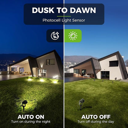 L LOHAS LED Dusk to Dawn Plug in Spot Lights Outdoor, Warm White, 1 Pack | Dusk to Dawn Sensor, 5W 120V 450LM, 9.84-ft Cord, IP66 Waterproof, UL Listed Pathway Garden Outside Lights
