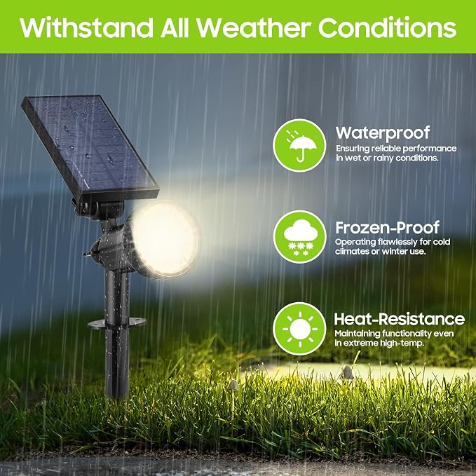 800 Lumens Solar Powered Spot Lights Outdoor - Adjustable Solar Flood Lights with 30 LEDs, 3 Modes, IP65 Waterproof, Solar Light for Landscape, Yard, Garden, Driveway, Tree, Wall(Warm White, 12-Pack)