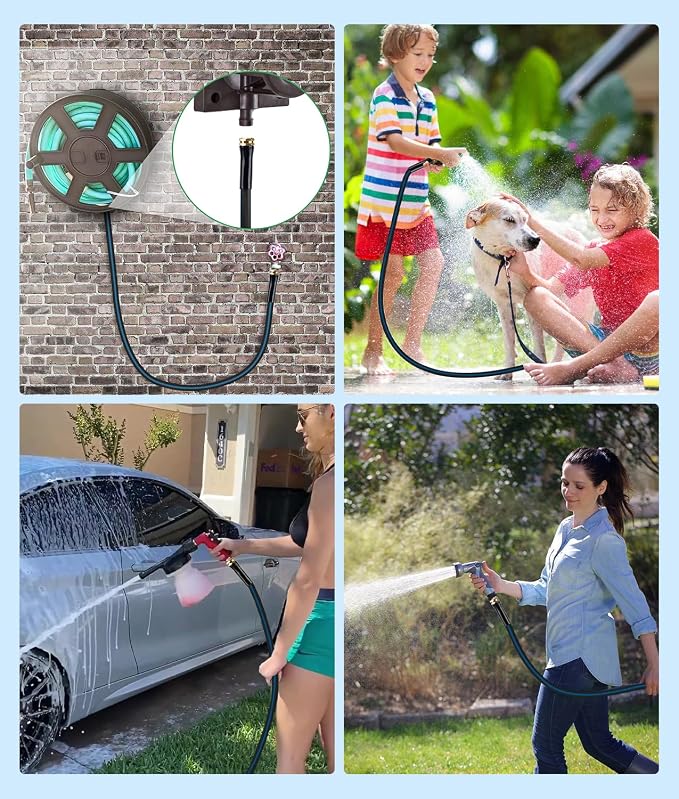 Short Garden Lead-In Hose 3ft X 5/8" Female to Female, 3 Feet Flexible Leader Water Hose With Swivel Handle, Heavy Duty Small Garden Water Hose for Outdoor Indoor