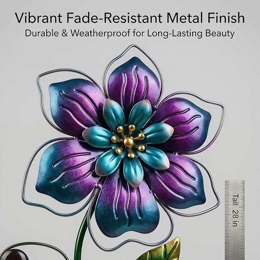 Garden Stake Outdoor Plant Pick Cute Metal Flower Stick Art Ornament Decor Lawn Yard Patio,3 Set