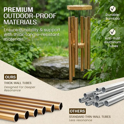 Bronze Wind Chimes for Outside, 29 Inch Hand Tuned G Major Pentatonic Wind Chime, Memorial Sympathy Gift for Loss of Loved One, Deep Tone Aluminum Bamboo Garden Patio Porch Decor