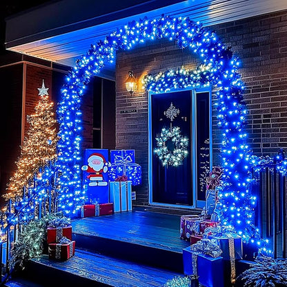 JMEXSUSS 2 Pack Solar String Lights Outdoor, Total 400 LED 151FT, Blue | Outdoor Waterproof, 8 Modes Solar Christmas Lights for Outside Patio Yard Garden Party Tree Christmas Decorations