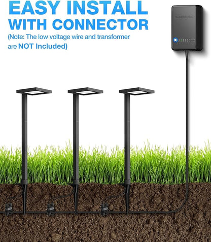 SUNVIE 5W Anti-Glare Low Voltage Pathway Lights Wired 12-24V LED Landscape Path Lights 3000K Cast-Aluminum Waterproof Outdoor Landscape Lighting with Connectors for Walkway Yard Garden, 12 Pack