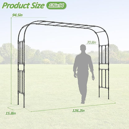 Thickened Metal Garden Arch-126(L)*94.5"(H),Garden Trellis for Climbing Plants Outdoor, Heavy Duty RustProof Iron Arbor Archway for Backyard, Patio, Lawn and Wedding Decorations(20MM Pipe)