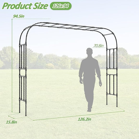 Thickened Metal Garden Arch-126(L)*94.5"(H),Garden Trellis for Climbing Plants Outdoor, Heavy Duty RustProof Iron Arbor Archway for Backyard, Patio, Lawn and Wedding Decorations(20MM Pipe)