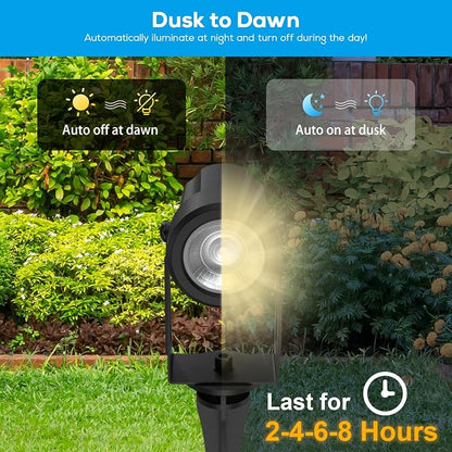 ZYAN Landscape Spotlights with Timer, Dimmable, Auto On Off, IP65 Waterproof Uplight for Yard Garden Pathway, Low Voltage Plug and Play, Warm White (4 Pack)
