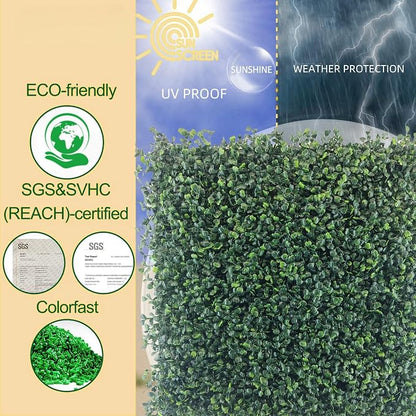 Artificial Grass Wall Panels 12 Pcs 10"x10" Greenery Wall Decor | Boxwood Panels Small Grass Wall Apartment Balcony Fake Hedge for Indoor Outdoor. Zero Maintenance Greenery Wall Backdrop.