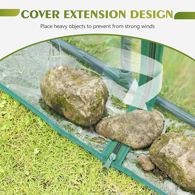 NEWBULIG Walk-in Greenhouse 56.3"x56.3"x76.7" Outdoor, Portable Greenhouse Kit with Thick PVC Cover & Roll-Up Zipper Door, Sturdy Steel Frame for Backyard, Patio, Garden, Clear