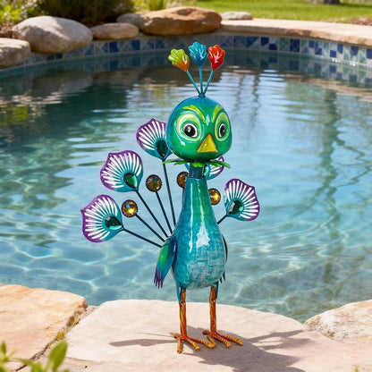 Natelf Metal Peacock Statue Outdoor Garden Yard Patio Decor Gift for Women | Indoor Home Decor Lawn Sculpture Mom Grandma Mother's Day Birthday