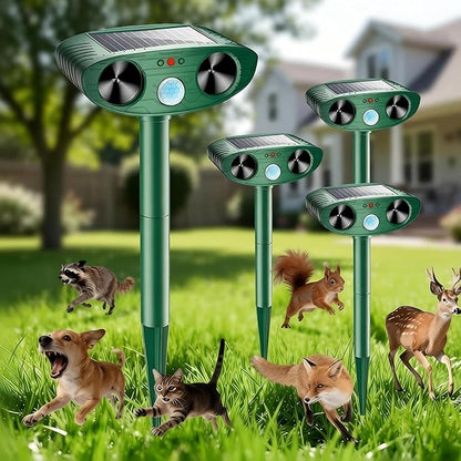 2026 Upgraded Solar Ultrasonic Animal Repellent Outdoor, Deer Repellent Devices Outdoor, Cat Repellent Waterproof with Motion Sensor, Squirrel Raccoon Skunk Deterrents for Yard