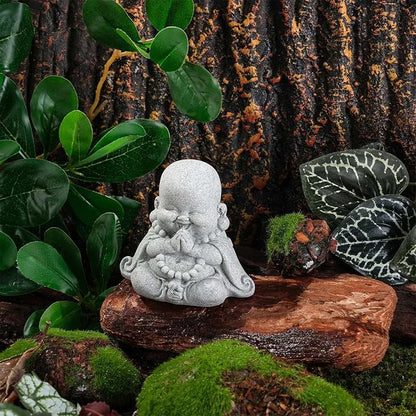 Sandstone Praying Buddha Statues Mini Zen Monk Figurine Small Buddha Sculptures Fish Tank Decoration Landscaping Garden Outdoor Ornaments for Wealth Good Luck