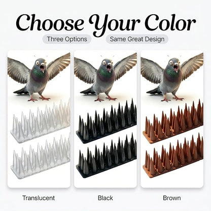 Bird & Animal Deterrent Spikes, 6 Packs Outdoor Plastic Spike Strips for Roof, Ledges, Fence, Walls & Railing, Humane Squirrel, Raccoon & Pigeon Barrier, 6 FT Coverage, Black