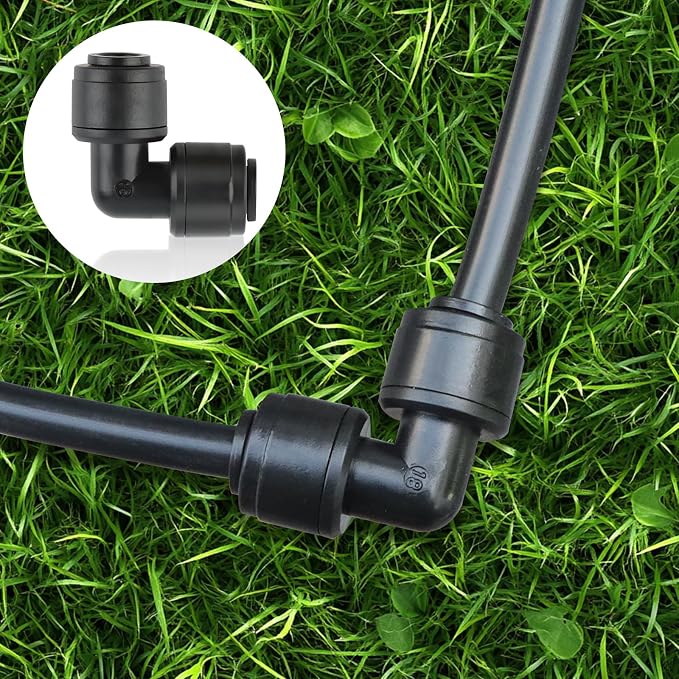 Kalolary 30 PCS Quick Connect 1/4" Drip Irrigation Elbow Connector, Universal Barbed Elbow Fittings for 1/4" Irrigation Tubing Leak Free Fittings for Sprinkler Drip Irrigation Watering System