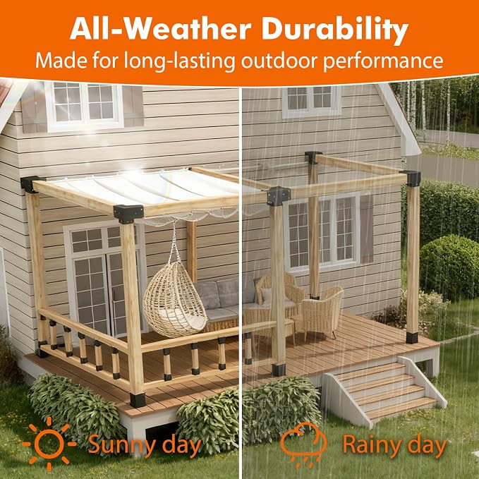 3-Way & 4-Way Pergola Brackets, 4"x4" Pergola Kit, Wood Post Base Bracket for Gazebos, Patio Pergolas, Log Cabin, Wooden Beams (12PCS)