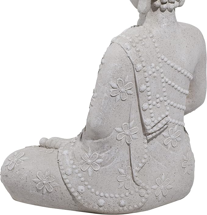 Deco 79 Magnesium Oxide Buddha Decorative Garden Sculpture Indoor Outdoor Garden Statue, Outdoor Sculpture 19" x 13" x 28", Gray