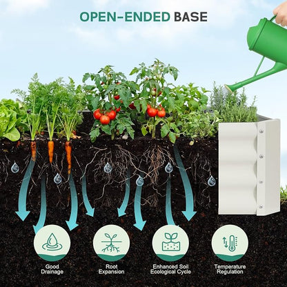 Galvanized Raised Garden Bed - 4x2x1ft Metal Garden Planter Box Outdoor | Steel Raised Bed Kit with Bracing Rods, Gloves for Gardening Vegetables Fruits and Flowers (White)