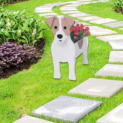 Jack Russell Dog Planter Pots, 9.45 x 6.97 x 12.2 Inches | Dog Flower Pot, Cute Animal Shaped Plant Pot, Gifts for Women & Pet Lovers, Indoor Outdoor Garden Home Office Decor