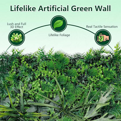 Grooy 20"X20" Grass Wall, 8PCS Boxwood Panels UV-Protected Faux Grass Backdrop Wall,Greenery Privacy Hedge Screen for Outdoor Garden Patio, Indoor Party Balcony Fence Decor