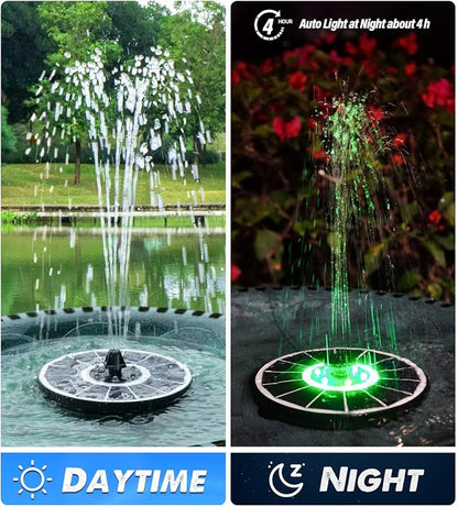 Yzert Solar Fountain Glass Panel with 2200 mah Battery, 3.5W Floating Solar Water Fountain with 4 Fixed Rods, Solar Pump for Bird Bath, Garden, Pond, Pool, Outdoor (White Panel Colorful Lights)