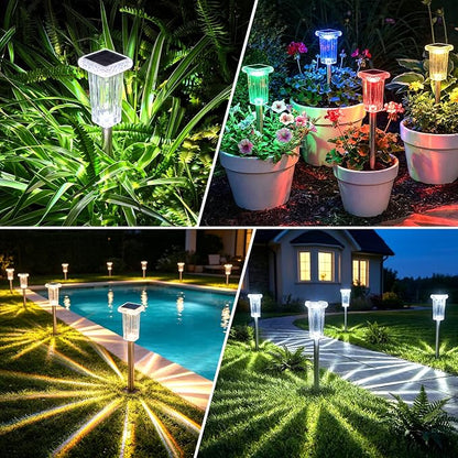 Solar Lights Outdoor 8 Pack LED Waterproof 10 Modes Pathway Outside Lights for Yard Garden Walkway Driveway Landscape Path Lighting, 3000K/4500K/6000K White & 6 Fixed Colors & Color Changing