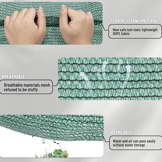 LOVE STORY 12x20FT 70% Dark Green Shade Cloth Sun Shade Net with Grommets Sunblock Net Mesh Tarp for Garden,Plants Cover,Greenhouse and Patio