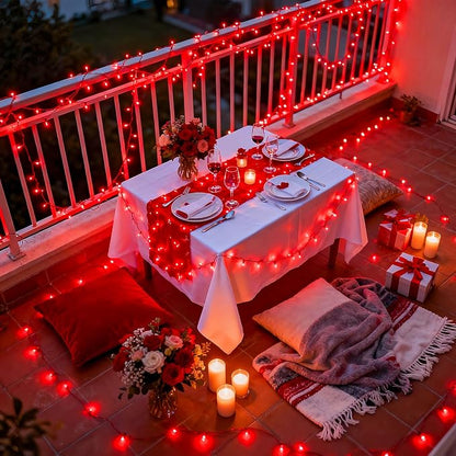 JMEXSUSS 2 Pack Solar Halloween Lights, Total 200LED Red String Lights | Outdoor Waterproof, 66FT 8 Modes Solar Christmas Lights for Outside Patio Christmas Tree Garden Yard Xmas Decorations