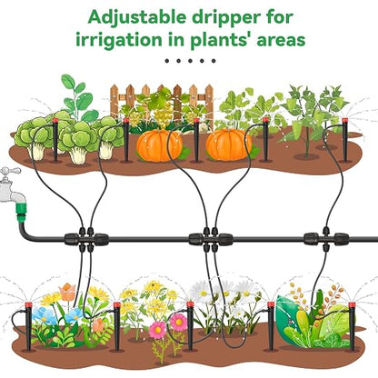 50pcs Adjustable Drip Irrigation Emitters: Garden Drippers for 1/4" Tubing | 360 Degree Water Flow, 5-Inch Arrow Stake, for Garden/Lawn/Planter Beds, Compatible with 4-7mm Tubing, Diy Watering System