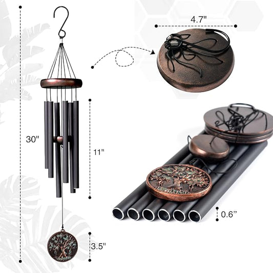 Vanquer Gift Wind Chimes for Outside - 30'' Wind Chimes Outdoor Clearance, Windchimes Outdoors, Memorial Wind Chimes, Sympathy Gift, Patio, Home Décor, Vintage Black (30" Tree of Life)