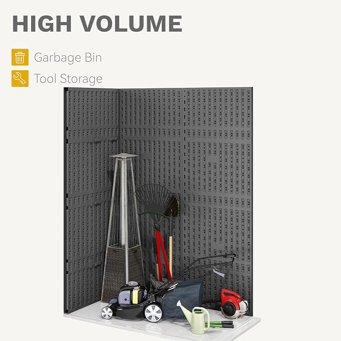 DWVO 59 Cu. Ft. Vertical Storage Shed, Weatherproof Outdoor Tall Cabinet with Double-Wall Panels and Floor, Lockable Resin Shed for Garden, Garage, Patio, Dark Gray (Shelves Not Included)