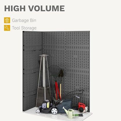 DWVO 59 Cu. Ft. Vertical Storage Shed, Weatherproof Outdoor Tall Cabinet with Double-Wall Panels and Floor, Lockable Resin Shed for Garden, Garage, Patio, Dark Gray (Shelves Not Included)