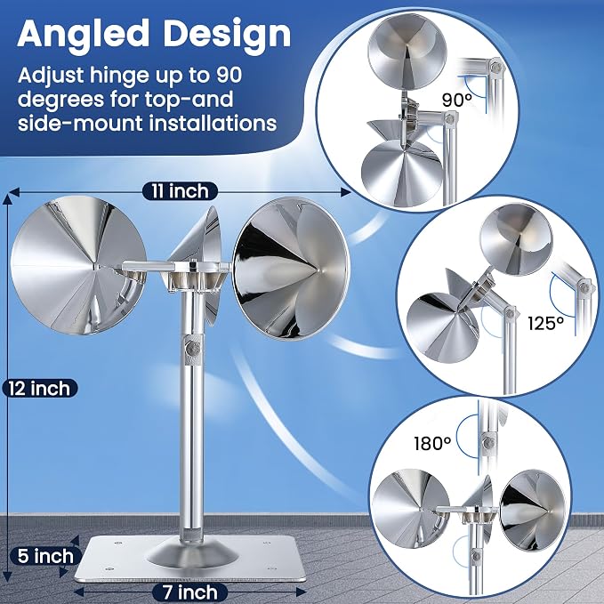 4 Pack Reflective Spinning Bird Deterrent, Wind Powered Aluminum Bird Repeller Scarer Deterrent Devices Outdoor, Repels All Birds Pigeons Sparrows Woodpeckers for Garden Railing Roof Adjustable Neck