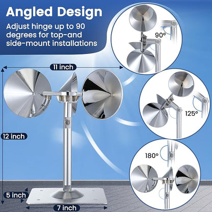 3 Pack Reflective Spinning Bird Deterrent, Wind Powered Aluminum Bird Repeller Scarer Deterrent Devices Outdoor, Repels All Birds Pigeons Sparrows Woodpeckers for Garden Railing Roof Adjustable Neck