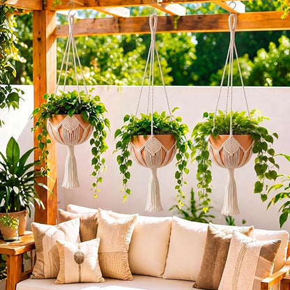 Shappy Boho Macrame Plant Hanger, Large Hanging Planter Plant Holder Pot Hanger Hanging Basket Wall Planters, Plants Lover Gift for Indoor Garden