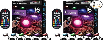 Enbrighten LED Ground Lights Outdoor 40ft | Color Changing | Remote Control | Path Lighting | Pack of 2