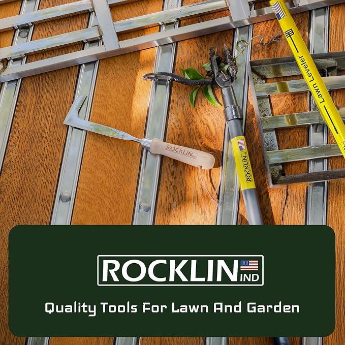 Rocklin Stand Up Weed Puller Tool Long Handle 48” | No Bending or Kneeling | 4-Claw Steel Head, Heavy Duty Dandelion Root Extractor & Weed Remover for Lawn