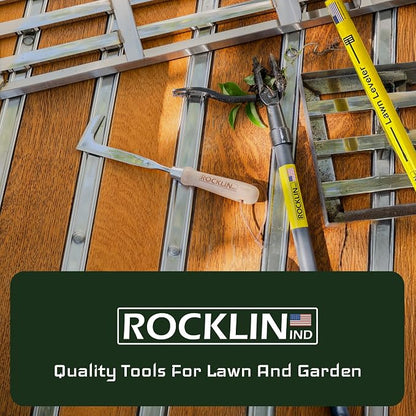 Rocklin Stand Up Weed Puller Tool Long Handle 48” | No Bending or Kneeling | 4-Claw Steel Head, Heavy Duty Dandelion Root Extractor & Weed Remover for Lawn