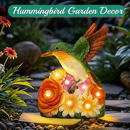 Linkax Birthday Easter Gifts for Adults Women Mom Grandma, Hummingbird Statue Solar Lights Outdoor Garden Decor for Outside Patio Yard Front Porch Balcony Home, Gardening Housewarming Gifts New Home