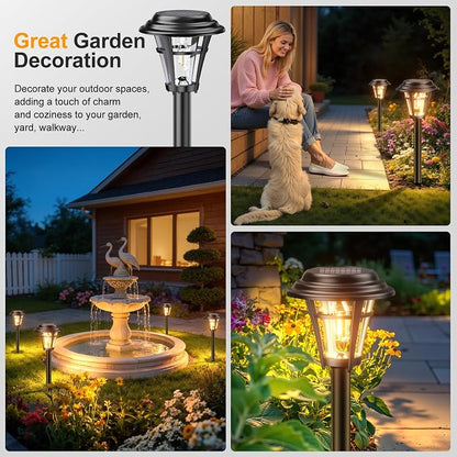 LETMY Solar Pathway Lights Outdoor, 10 Pack Solar Lights Outdoor Waterproof, Auto On/Off Solar Powered Garden Landscape Path Lights, Outdoor Solar Lights for Yard Lawn Patio Walkway Driveway