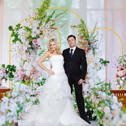 Wokceer Wedding Arch Backdrop Stand 7.2FT, 6.6FT, 6FT Set of 3 Gold Metal Arch Backdrop Stand for Wedding Ceremony Baby Shower Birthday Party Decor