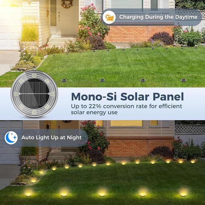 Peasur Mini Solar Ground Lights, 4 Pack Flat Solar Disc Lights Outdoor Waterproof, 2.3 Inch Small Solar Garden Lights Landscape Lighting for Outside Pathway Garden Yard Lawn Walkway,Warm White