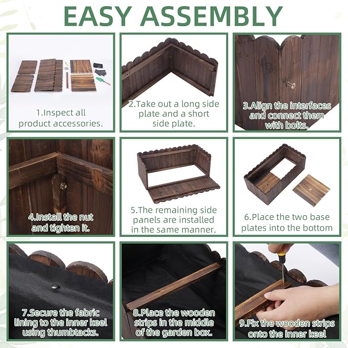 32" x 16" x 12" Outdoor Wooden Garden Bed, Wooden Planter Box, Garden Planters Boxes for Vegetables/Garden/Lawn/Patio,Acorn Brown
