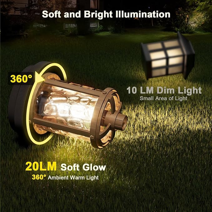 XMCOSY+ Solar Pathway Lights 6 Pack, Bright 20 Lumens Solar Garden Lights, Auto On/Off 10 Hours with Metal Glass Solar Powered, Waterproof Landscape Lights for Outside Yard Walkway Driveway Lawn
