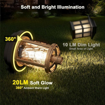XMCOSY+ Solar Pathway Lights, Solar Lights Outdoor Waterproof IP65, 20 LM Bright Glass Outside Light for Garden Path Yard Walkway Driveway (‎Black & Brown)